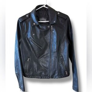 LEVIS STRAUSS -  Faux Leather Biker Jacket - Black - Women's‎ Sz M